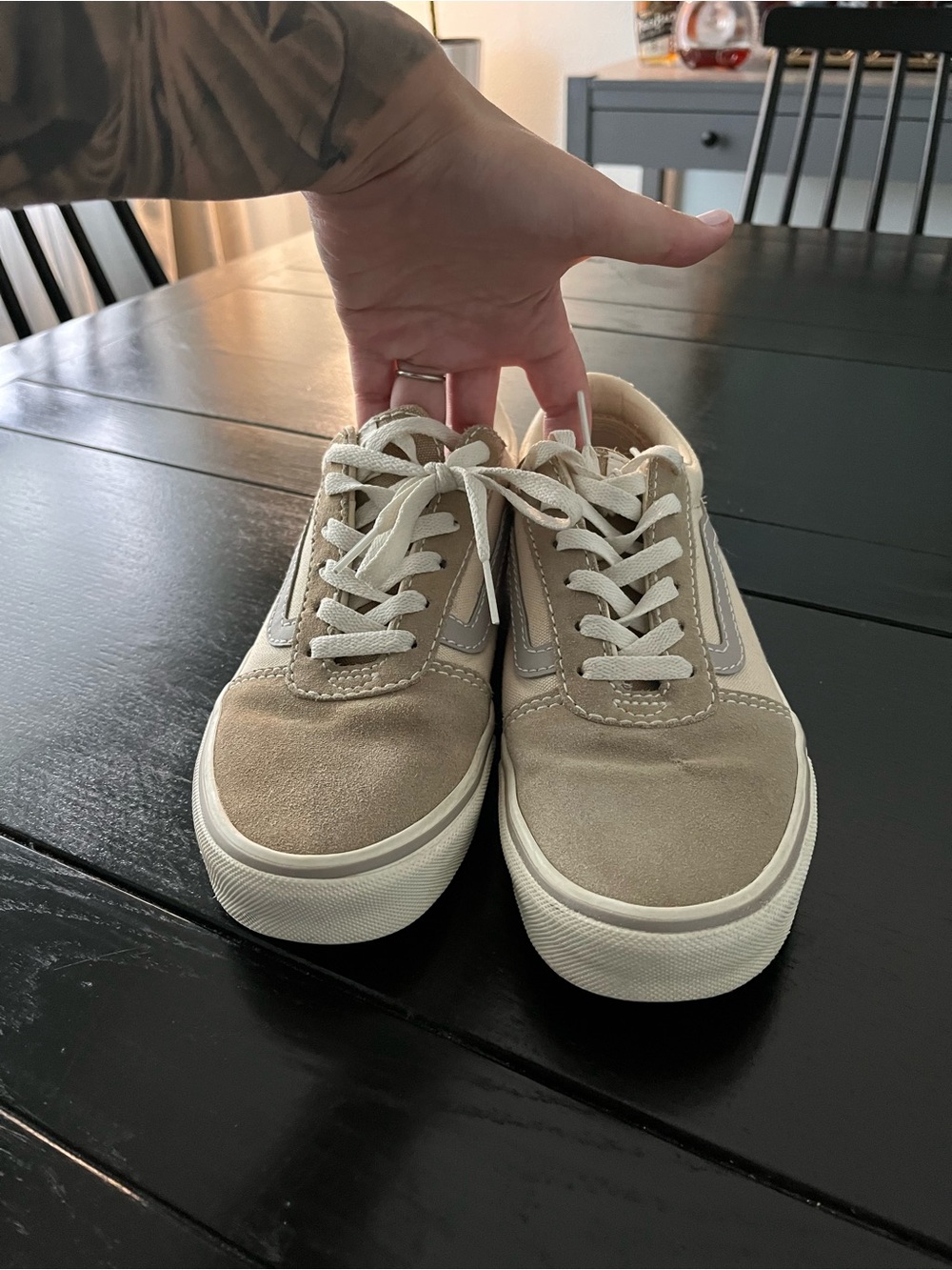 Vans Suede Sneakers in Beige with White Accents